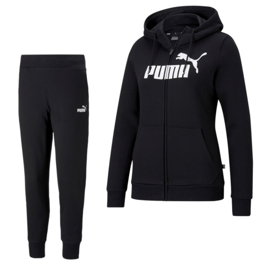 PUMA Essentials Logo Full-Zip Fleece Hoodie Trainingspak Dames Zwart