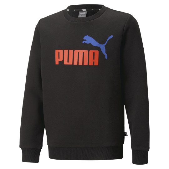 PUMA Essentials+ 2 College Big Logo Crew Sweater Kids Zwart Rood Blauw