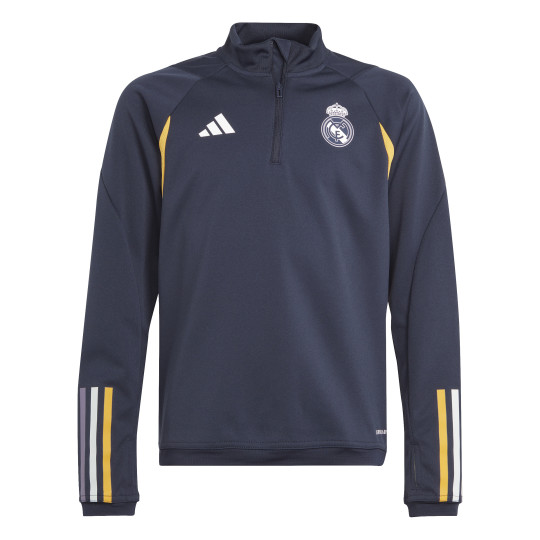adidas Real Madrid Trainingstrui 1/4-Zip 2023-2024 Kids Donkerblauw Wit Goud
