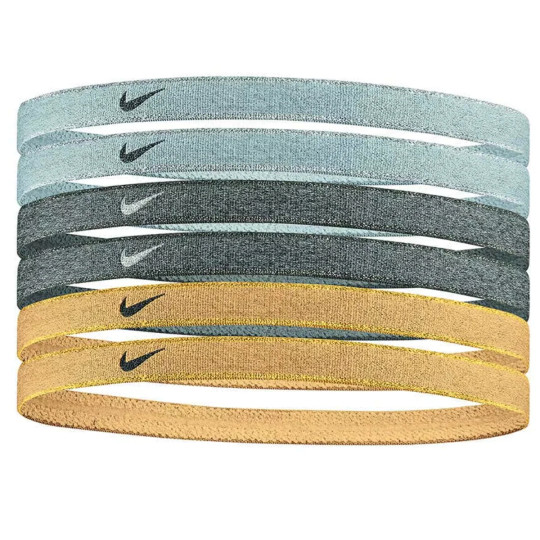 Nike Swoosh Haarbanden 6-Pack Grijs Goud