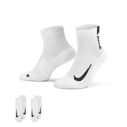 Nike Multiplier Chaussettes de Sport Courtes 2-Pack Blanc Noir