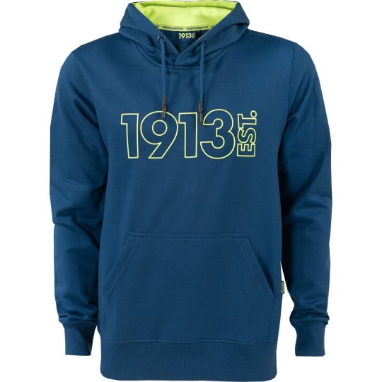 1913 Hooded Sweater Donkerblauw Outline Geel