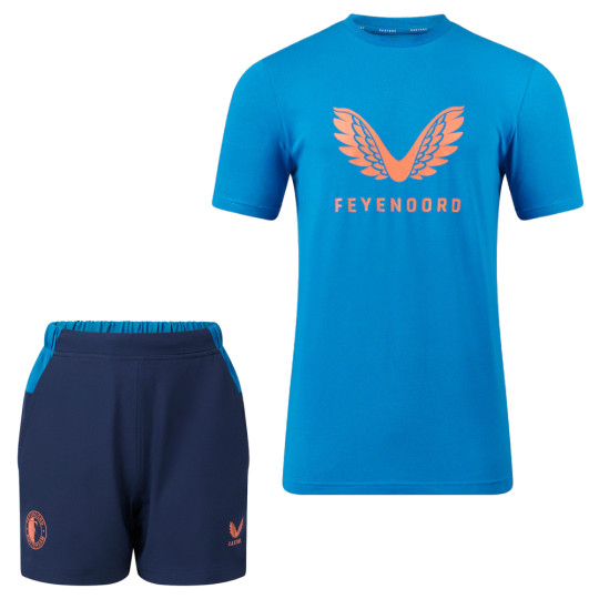 Castore Feyenoord Travel Trainingsset 2023-2024 Kids Blauw Donkerblauw