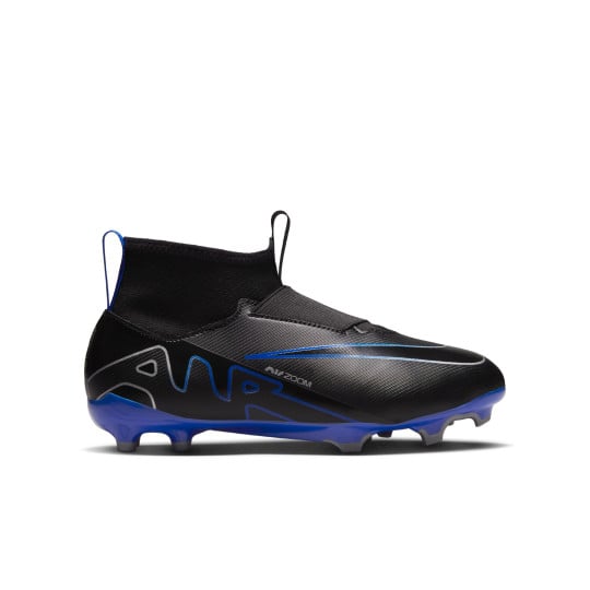 Nike Zoom Mercurial Superfly 9 Academy Sans Lacets Gazon Naturel Gazon Artificiel Chaussures de Foot (MG) Enfants Noir Bleu Blan