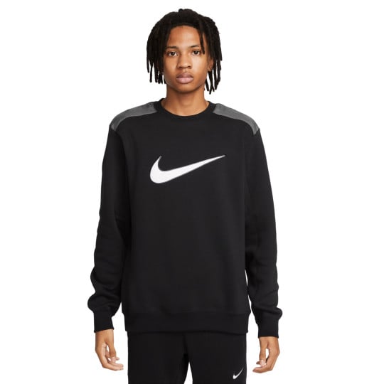 Nike Sportswear Fleece Crew Sweater Zwart Wit Grijs