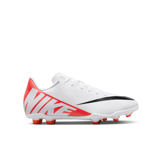 Nike Mercurial Vapor 15 Club Gazon Naturel / Gazon Artificiel Chaussures de Foot (MG) Enfants Blanc Rouge Vif Noir