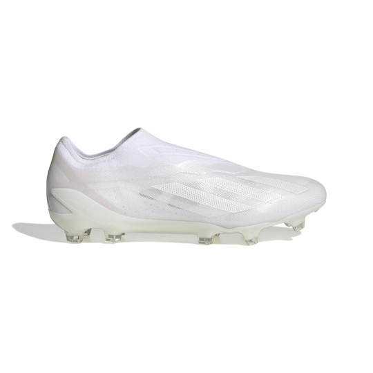 adidas X Crazyfast.1 Sans Lacets Gazon Naturel Chaussures de Foot (FG) Blanc Métallique