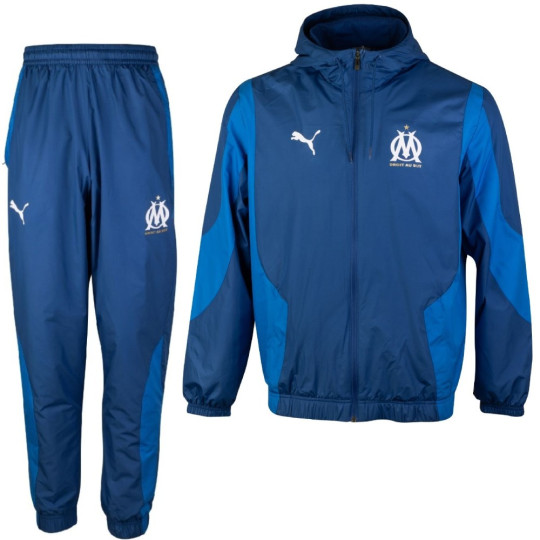 PUMA Olympique Marseille Pre-Match Anthem Trainingspak 2023-2024 Donkerblauw Blauw