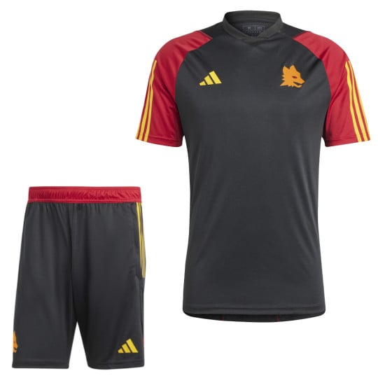 adidas AS Roma Trainingsset 2023-2024 Zwart Rood Geel