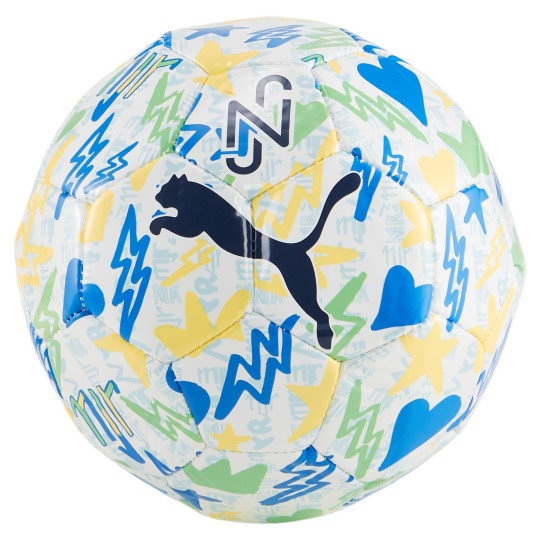 PUMA Neymar Jr. Graphic Mini Voetbal Maat 1 Wit Blauw Geel Groen