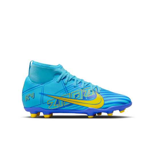Nike Mercurial Superfly 9 Mbappé Club Gazon Naturel Gazon Artificiel Chaussures de Foot (MG) Enfants Bleu Clair Jaune Orange