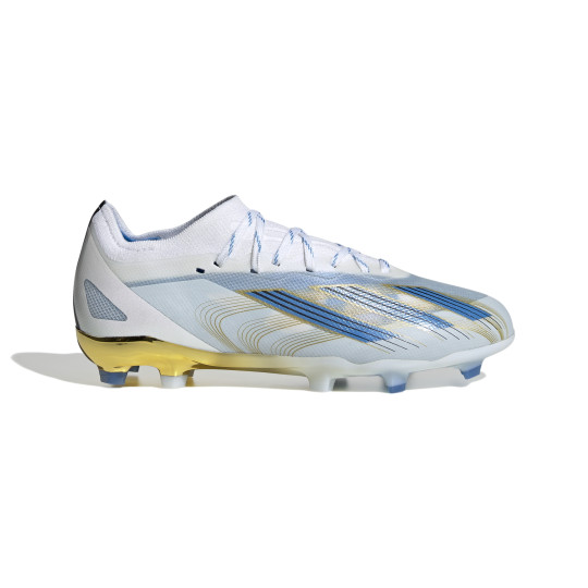 adidas X Crazyfast Messi.1 Gazon Naturel Chaussures de Foot (FG) Enfants Blanc Bleu Doré