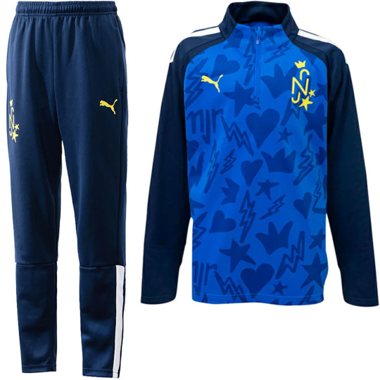 PUMA Neymar Jr. Trainingspak 1/4-Zip Kids Blauw Donkerblauw Geel Wit