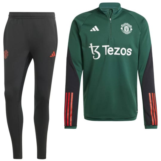 adidas Manchester United Trainingspak 1/4-Zip 2023-2024 Kids Groen Zwart Rood