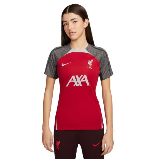 Nike Liverpool Strike Trainingsshirt 2023-2024 Dames Rood Donkergrijs Grijs