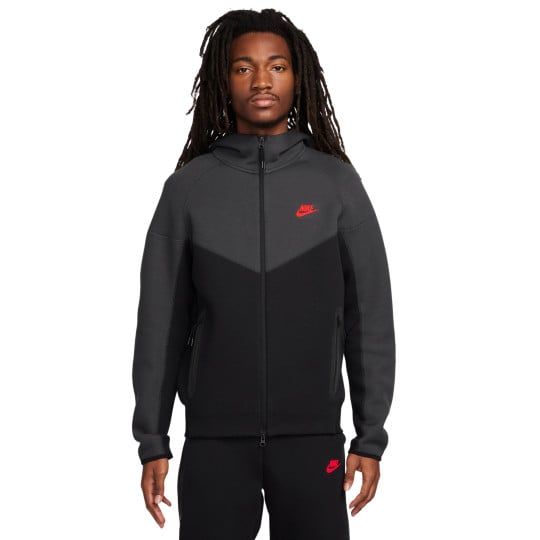 Gilet de sport Nike Tech Fleece noir gris rouge vif