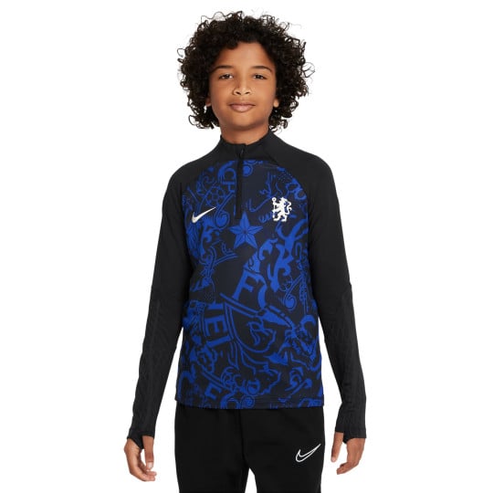 Nike Chelsea Strike Trainingstrui 1/4-Zip 2023-2024 Kids Zwart Blauw Wit