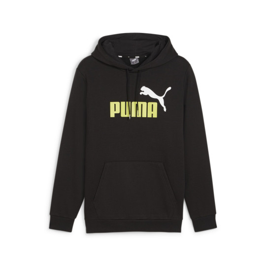 PUMA Essentials+ 2 College Big Logo Fleece Sweat à Capuche Noir Jaune Vif Blanc
