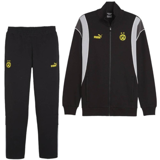 PUMA Borussia Dortmund FtblArchive Trainingspak Full-Zip 2023-2024 Zwart Grijs Geel