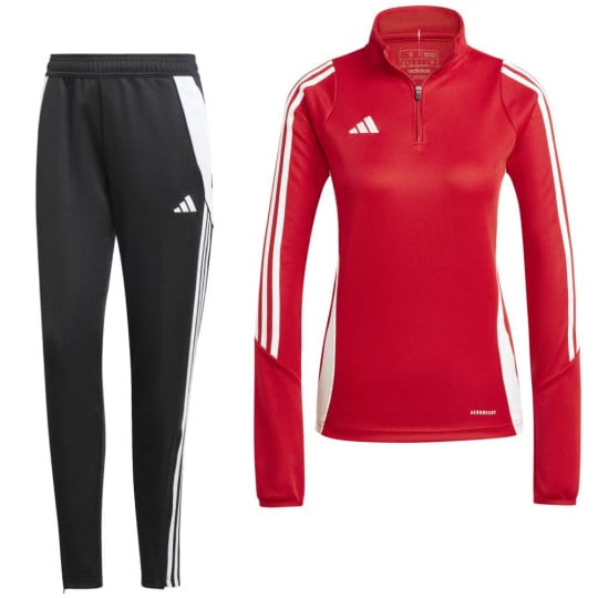 adidas Tiro 24 Trainingspak 1/4-Zip Dames Rood Zwart Wit