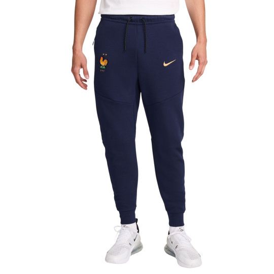 Nike France Tech Fleece Pantalon de Jogging 2024-2026 Bleu Foncé Doré