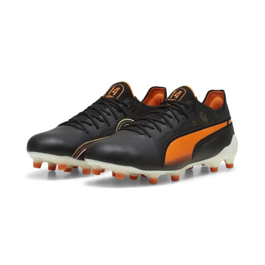 PUMA King Ultimate Cruyff Gazon Naturel Gazon Artificiel Chaussures de Foot (MG) Noir Orange