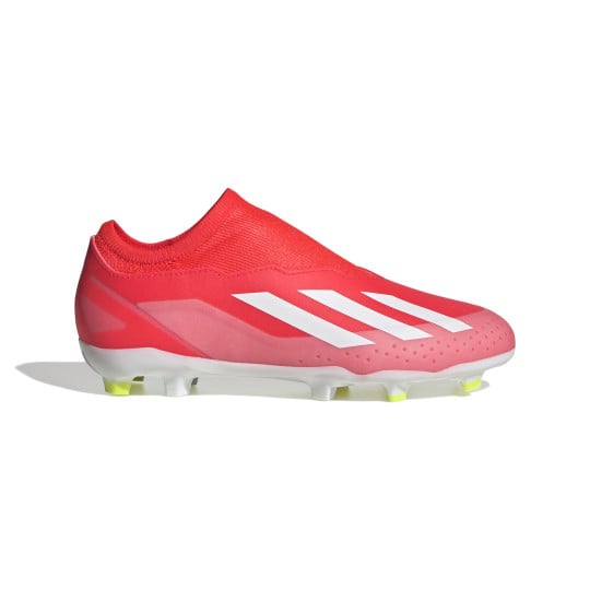 adidas X Crazyfast League Sans Lacets Gazon Naturel Chaussures de Foot (FG) Enfants Rouge Vif Blanc Jaune
