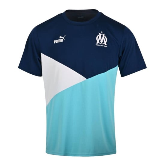 PUMA Olympique Marseille T-Shirt 2023-2024 Bleu Foncé Turquoise Blanc