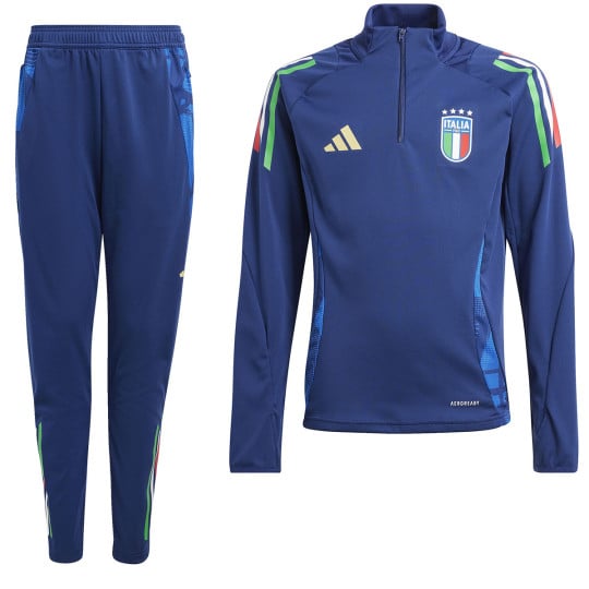 adidas Italië Trainingspak 1/4-Zip 2024-2026 Kids Donkerblauw Blauw Goud