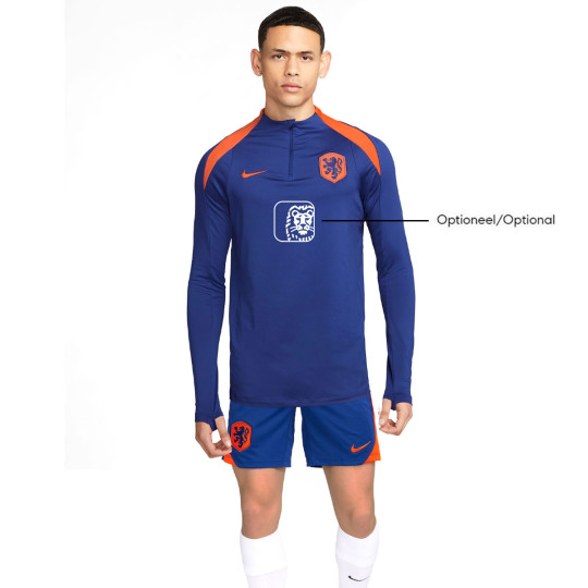 Haut d'entraînement Nike Netherlands Strike, ensemble pull 1/4 zippé 2024-2026 bleu orange