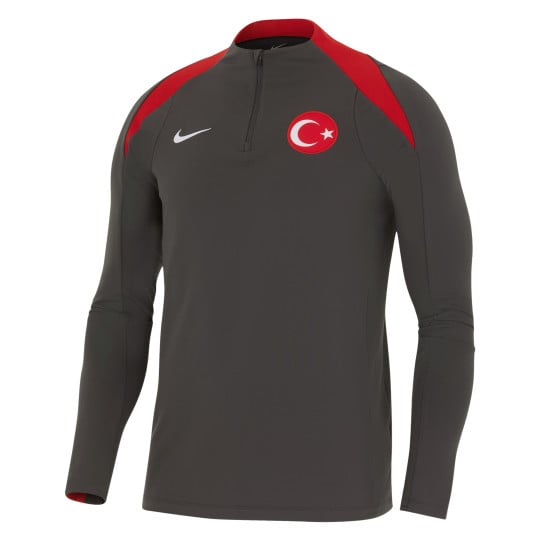 Nike Turkije Strike Trainingstrui 1/4-Zip 2024-2026 Donkergrijs Rood