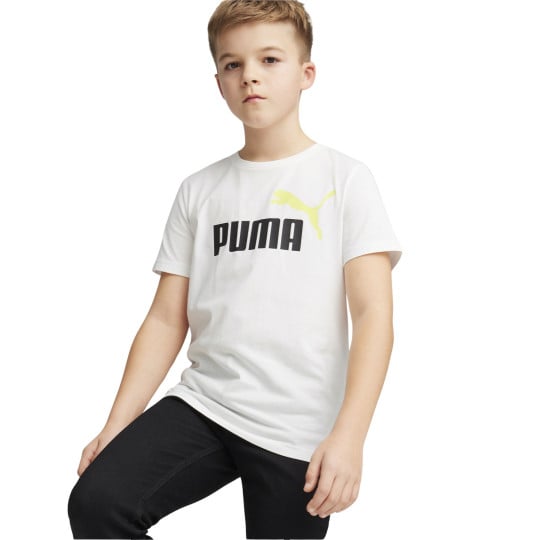 T-shirt à logo PUMA Essentials+ 2 pour enfants, blanc, jaune clair