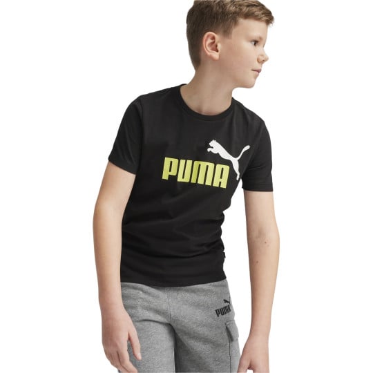 T-shirt à logo PUMA Essentials+ 2 pour enfants, noir et jaune clair