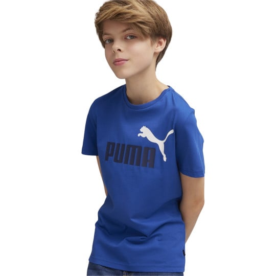 T-shirt à logo PUMA Essentials+ 2 pour enfants, bleu, noir et blanc