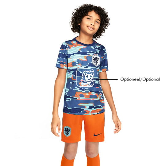 Kit d'entraînement d'avant-match Nike Netherlands 2024-2026 pour enfant bleu orange blanc