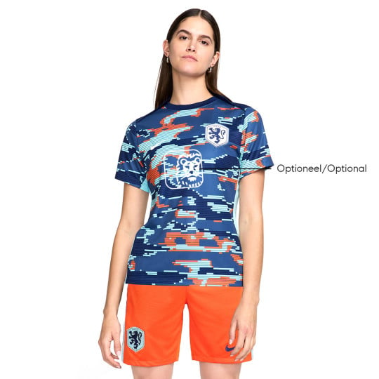 Kit d'entraînement d'avant-match Nike Netherlands 2024-2026 pour femmes, bleu, orange, blanc
