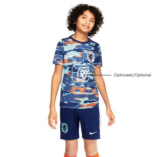 Nike Nederlands Elftal Pre-Match Trainingstenue 2024-2026 Kids Blauw Wit