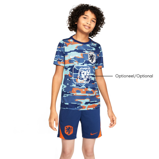 Kit d'entraînement d'avant-match Nike Netherlands 2024-2026 pour enfant bleu orange blanc