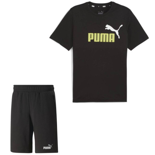 PUMA Essentials+ 2 Logo Zomerset Zwart Lichtgeel Wit Grijs