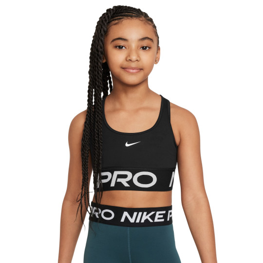 Brassière de sport Nike Pro Swoosh pour fille, noir et blanc