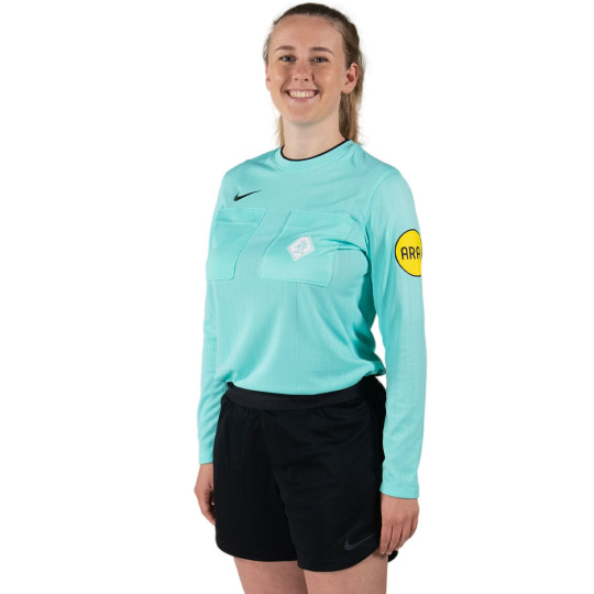 Nike KNVB Scheidsrechtersshirt 2024-2026 Lange Mouwen Dames Turquoise Zwart