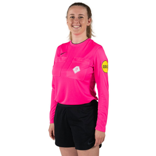 Nike KNVB Scheidsrechtersshirt 2024-2026 Lange Mouwen Dames Roze Zwart