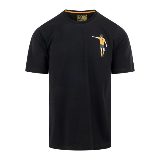 Cruyff Dos Rayas Graphic T-Shirt Zwart Oranje
