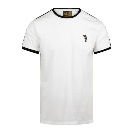 T-shirt Cruyff Dos Rayas Ringer blanc noir orange