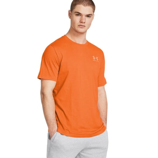 Under Armour Sportstyle Left Chest Logo T-Shirt Oranje Wit