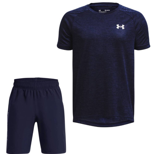 Under Armour Tech 2.0 Woven Trainingsset Kids Donkerblauw Wit