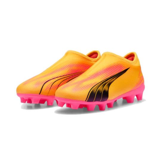PUMA Ultra Match Sans Lacets Gazon Naturel Gazon Artificiel Chaussures de Foot (MG) Enfants Orange Noir Rose