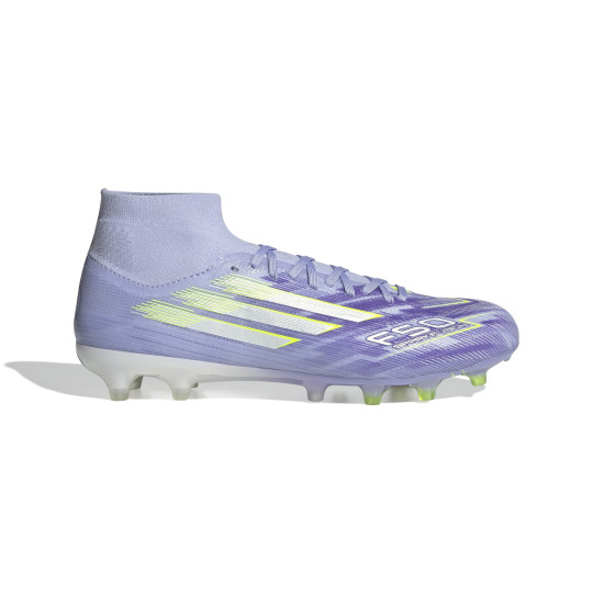 adidas F50 Sparkfusion Pro Gazon Naturel Artificiel Chaussures de Foot (MG) Femmes Mauve Jaune