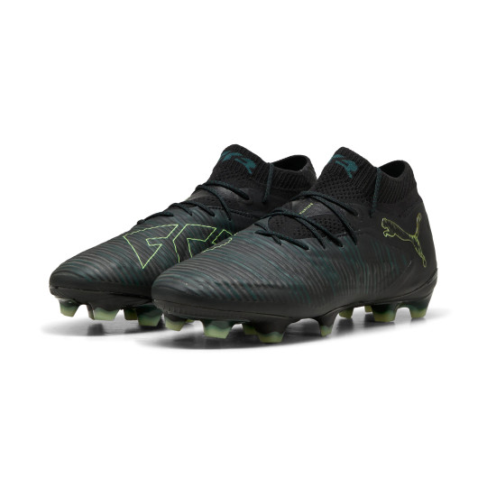 PUMA Future 8 Ultimate Gras Voetbalschoenen (FG) Zwart Donkergroen Lichtgroen