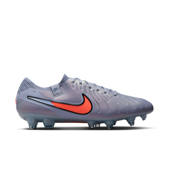 Nike Tiempo Legend 10 Elite Crampons Vissés Chaussures de Foot (SG) Anti-Clog Bleu Clair Rouge Vif Noi
